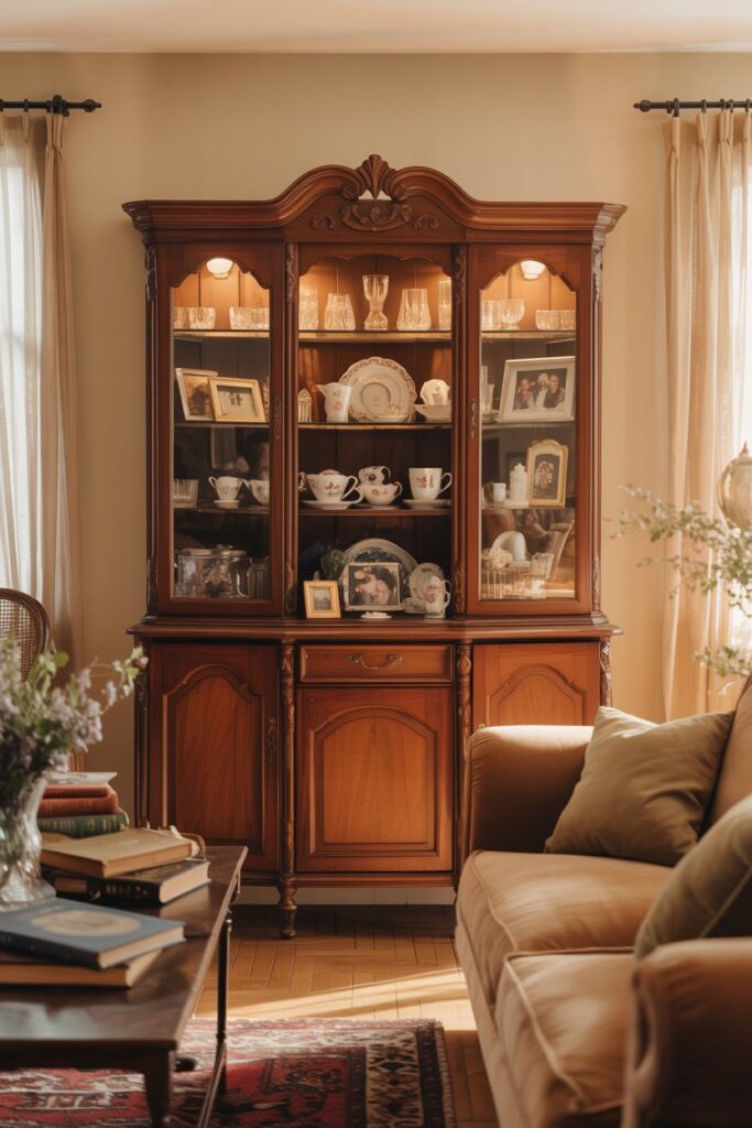 Nostalgic China Cabinets as Living Room Focal Points