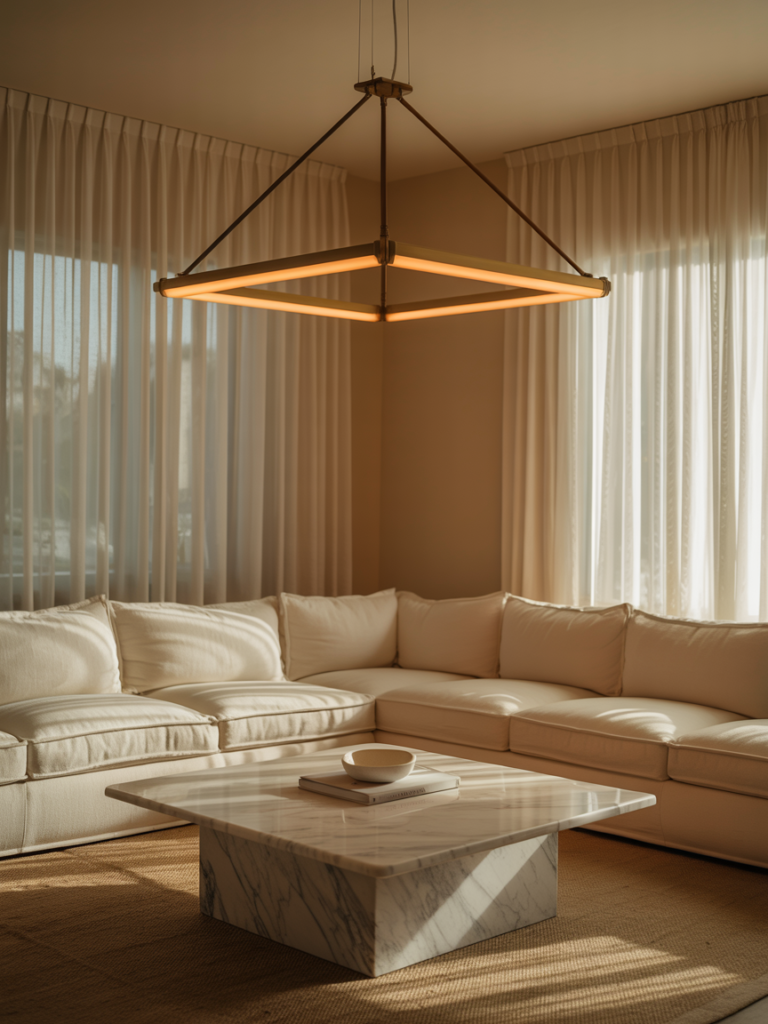 Why Neutral Living Rooms Need Statement Lighting