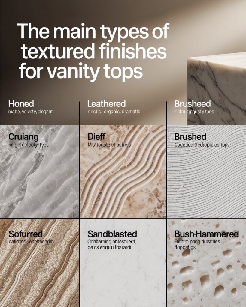 The Main Types of Textured Finishes for Vanity Tops