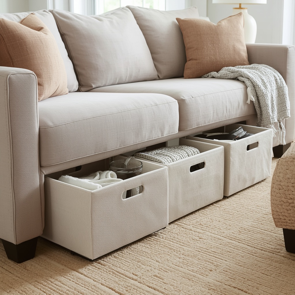 Under-Sofa and Under-Furniture Storage Hacks