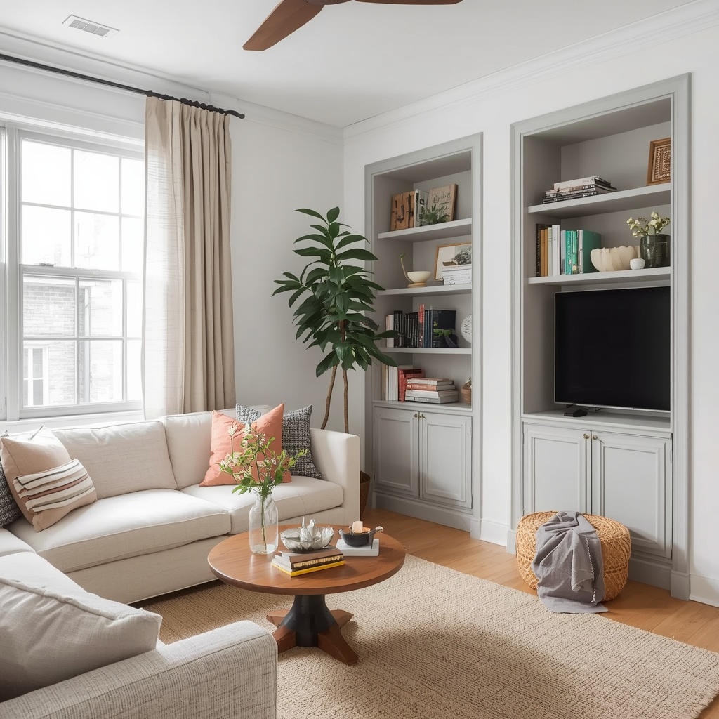 Warm White + Stone Gray — The Space-Maximizing Classic