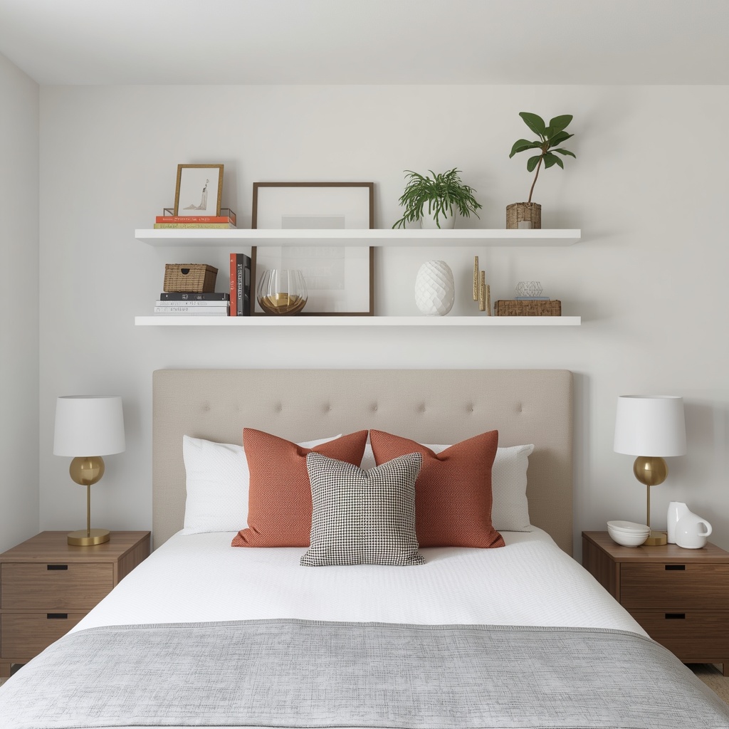 Floating Shelves Above the Bed