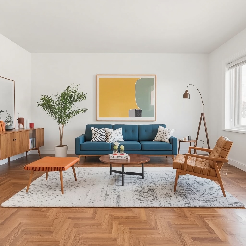 Flooring and Rugs: Grounding the Mid-Century Modern Living Room