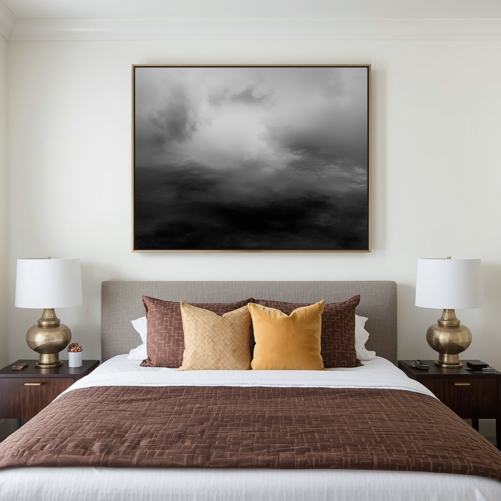 Statement Wall Art as a Headboard Alternative