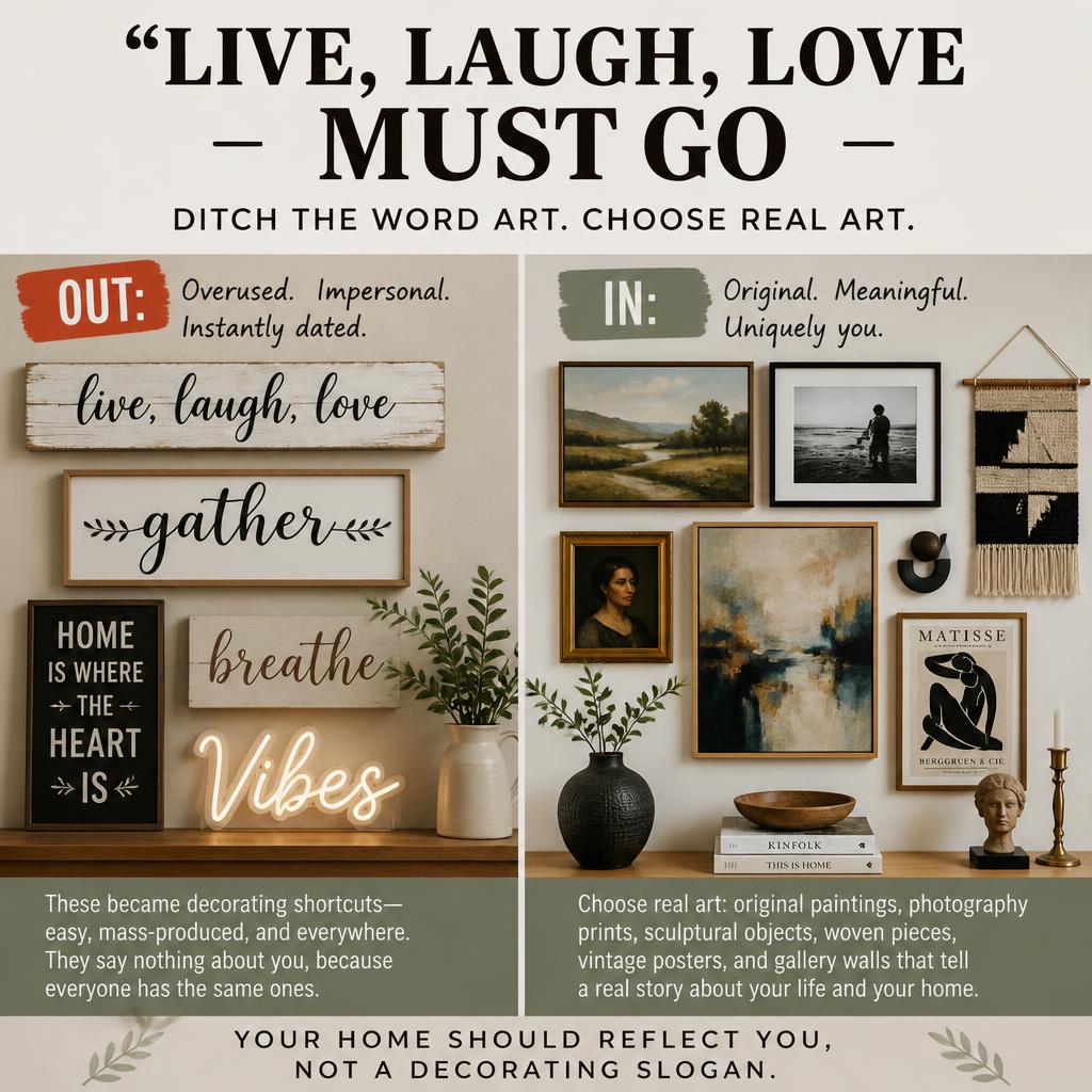 Word Art and Motivational Signage: "Live, Laugh, Love" Must Go