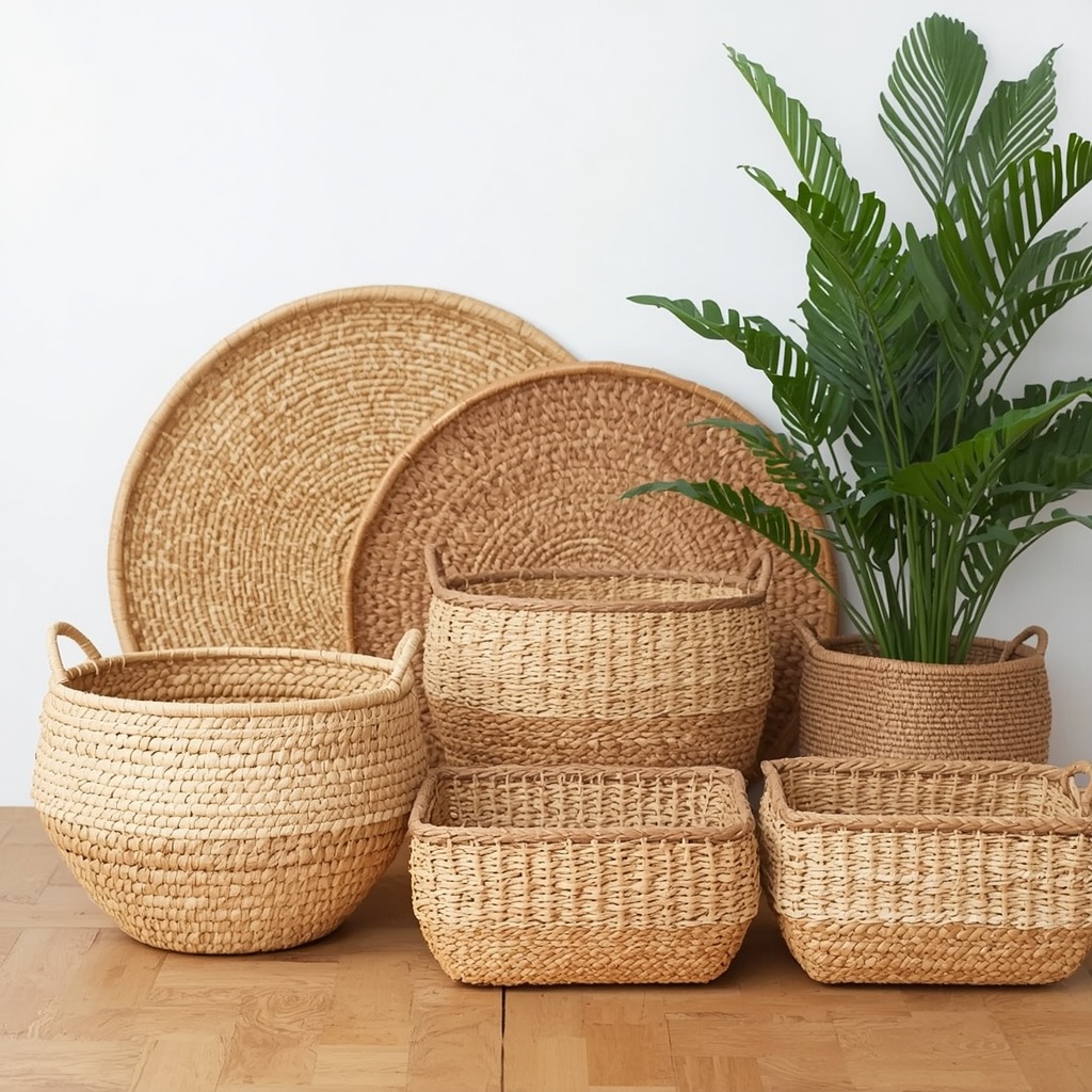 Woven Baskets and Natural Fiber Pieces