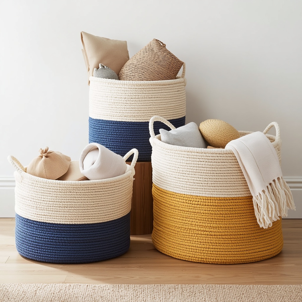 Cotton Rope and Fabric Bins