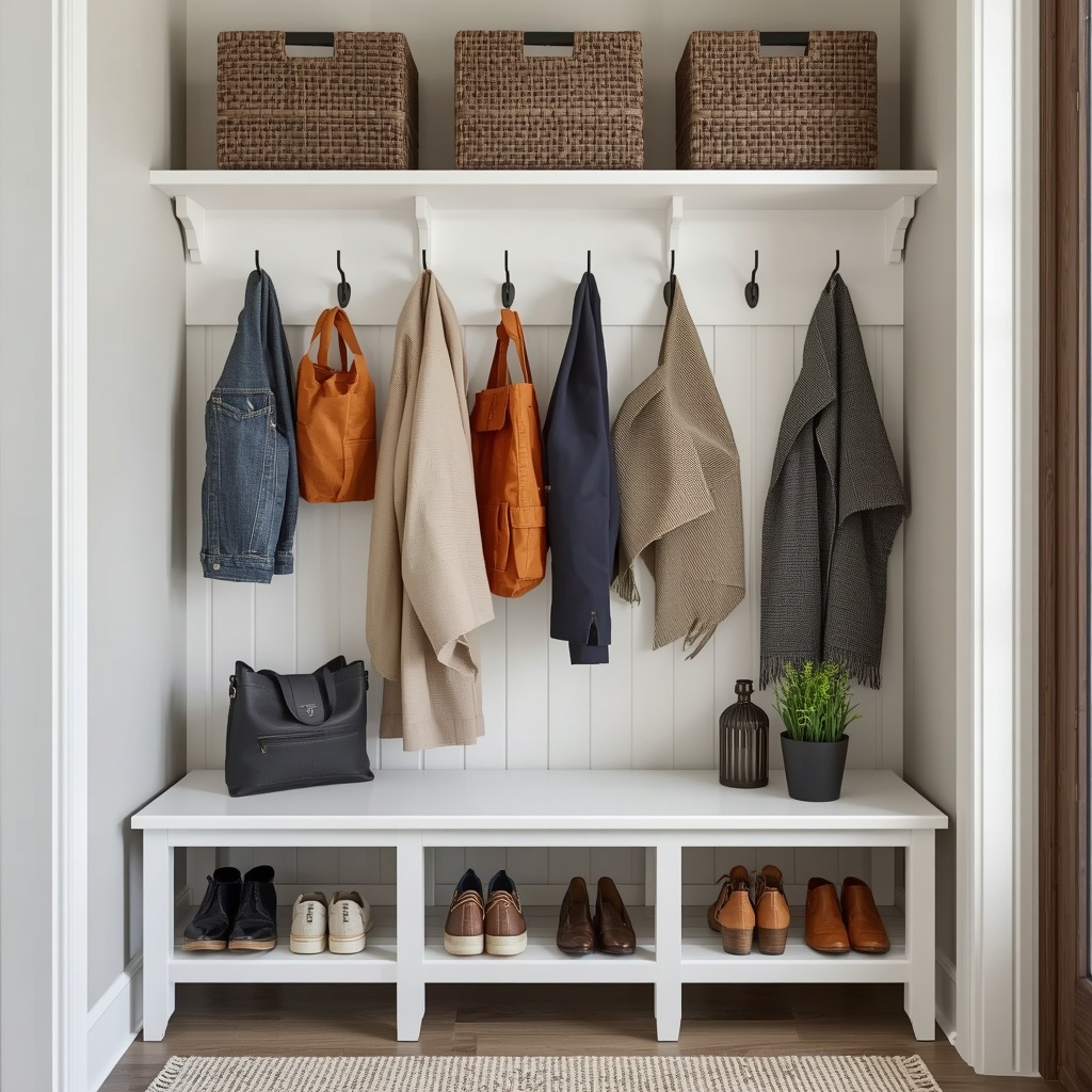 Entryway and Mudroom Vertical Storage
