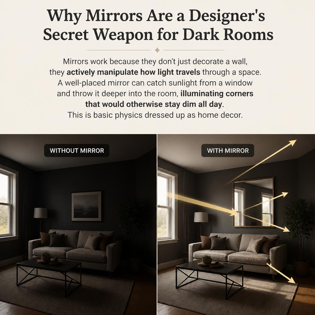 Why Mirrors Are a Designer's Secret Weapon for Dark Rooms
