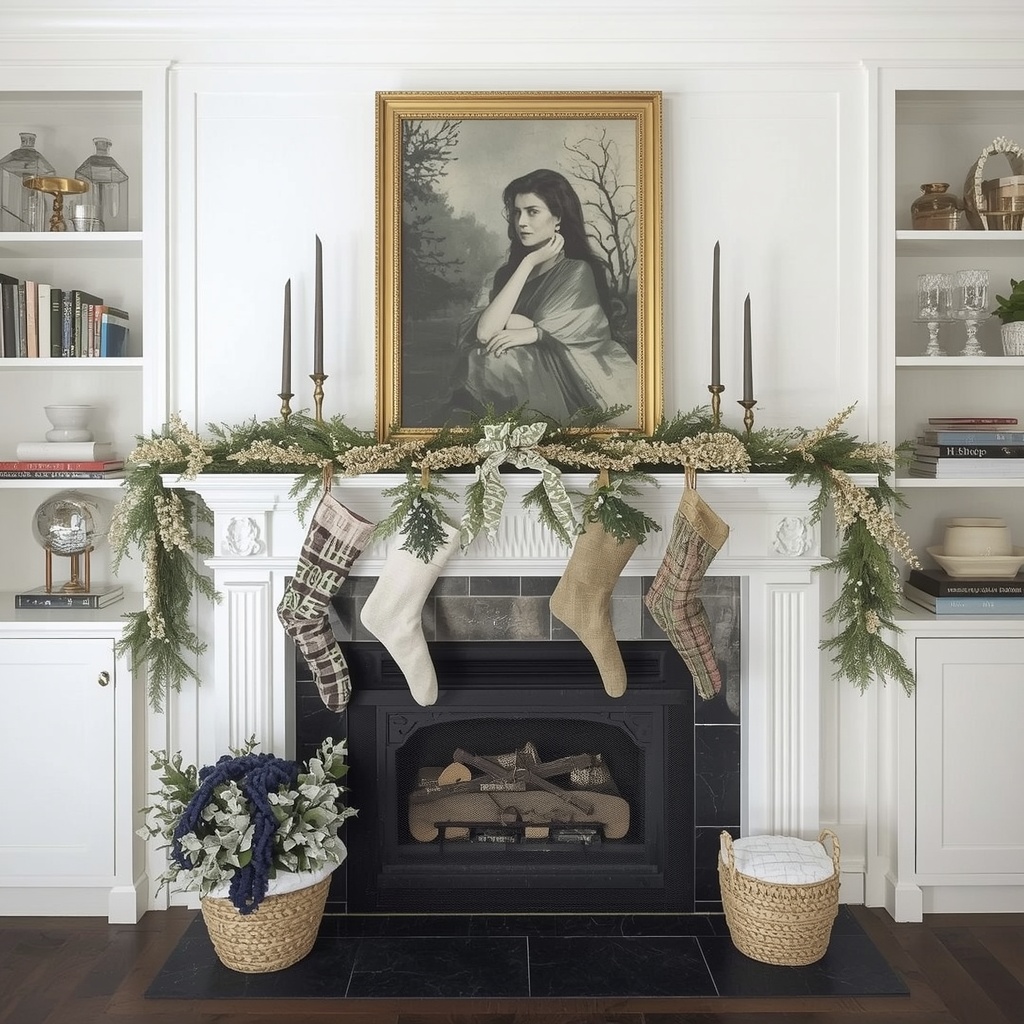 Winter and Holiday Mantel Decorating Ideas: Rich, Glowing, and Festive