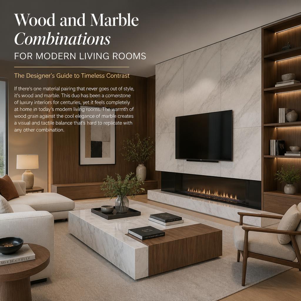 Wood and Marble Combinations for Modern Living Rooms The Designer's Guide to Timeless Contrast